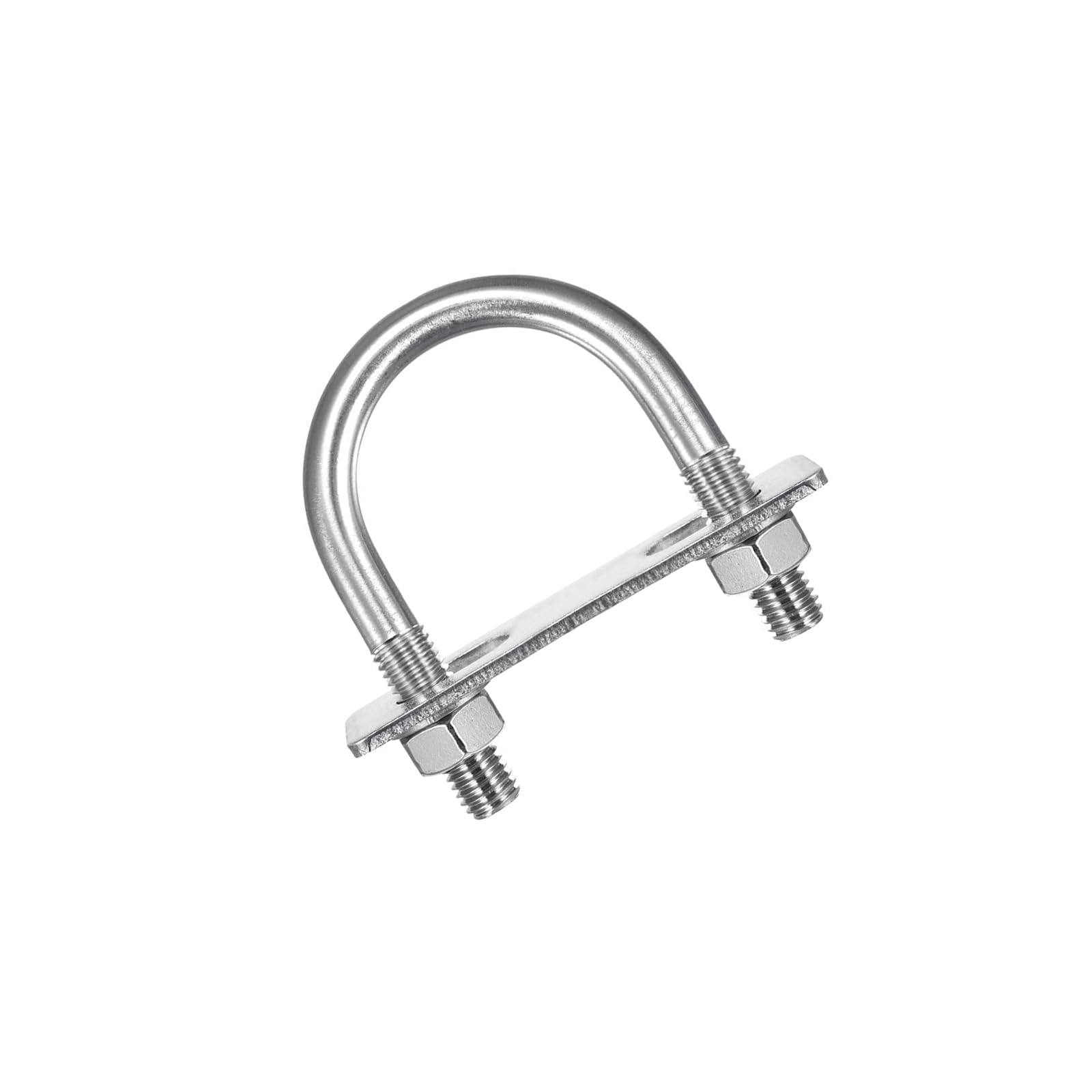 MACHSWON Round U-Bolt,2 Set 304 Stainless Steel M10 U Bolts 45mm(1.77") Inner Width 73mm Length with Nuts and Frame Plate for Automobiles Boat Trailer