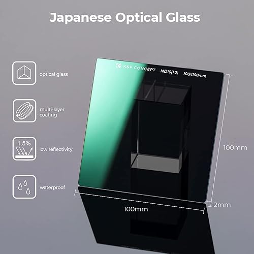 Miniatura 10 de K&F Concept 3.937 x 3.937 in ND64 (6 Stop) Filtro Cuadrado Ultra Delgado HD 28 Recubrimientos Multicapa Densidad Neutra Importación AGC Vidrio Óptico