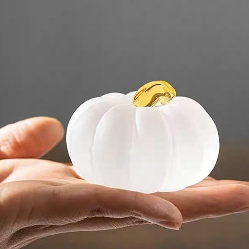 Miniatura 2 de EXCEART Figura de calabaza de cristal soplado a mano, estatua coleccionable de calabaza, arte de cristal, pisapapapeles para cosecha de otoño,