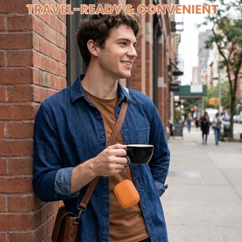 Image of ZORBES Compatible with Airpod Pro 3, TPU Earbud Charger Box Cover, Fashion Orange Lychee Pattern Anti-Scratch Protective Case Cover with Lanyard, Travel Earbud Case Cover