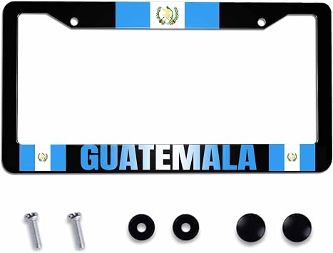 License Plate Frame Guatemala Flag Stainless Steel License Plate Frame with 2 Holes & Free Screws 12.2 x 6.3 Inches