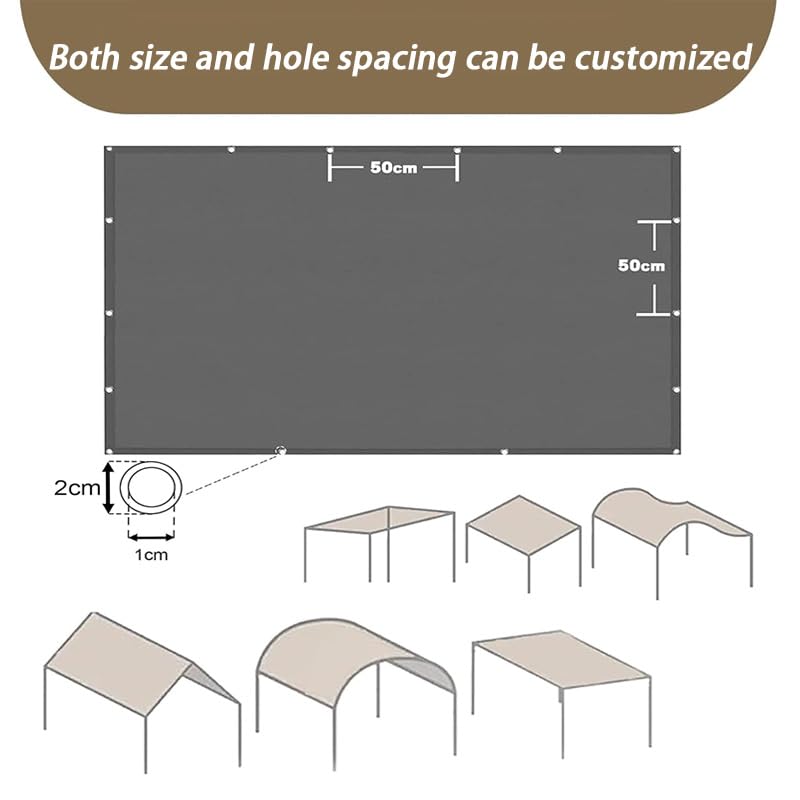 Bâche ombrage polyester 4x4.8m imperméable avec œillets gris anthracite