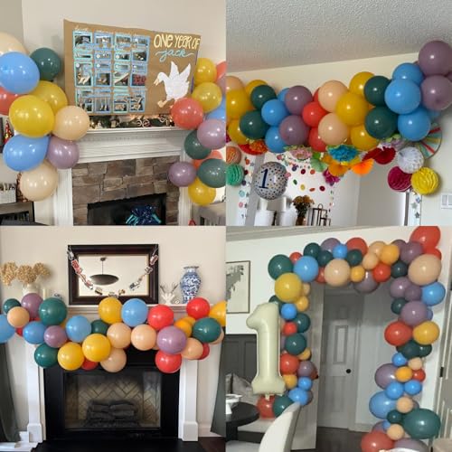 Image of Colorful Balloons Rainbow Assorted Color Latex Balloons Set 60pcs 12inch Blush Blue Nude Light Purple Orange Yellow Helium Mixed Colored Balloon Boho Birthday Party Decoration Here Comes the Son