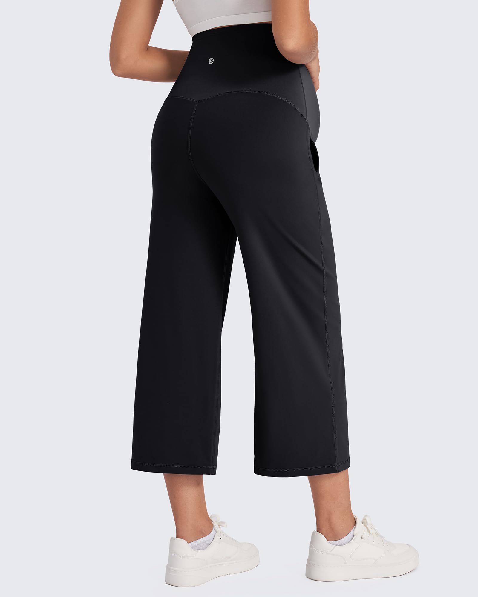 G4Free Pantaloni a gamba larga per yoga premaman sopra la pancia stretch gravidanza pantaloni corti con tasche
