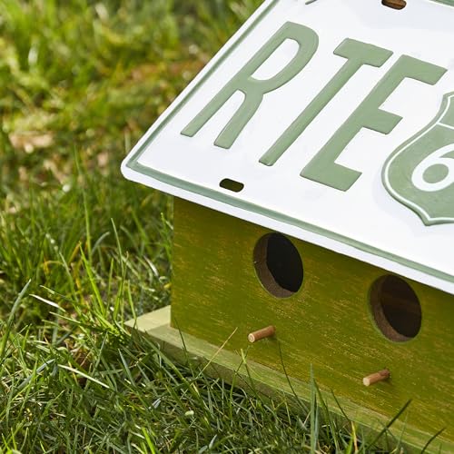 Glitzhome 14" Hanging Birdhouse for Outside, Green Licence Plate Design - Spring Ready Nesting Box & Christmas Garden Gift Idea by Glitzhome - Image 7