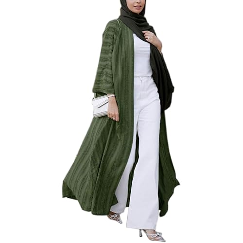 MedeShe Fashion Muslim Kimono Abaya Cardi Robe Striped Ethnic Cardigan Middle Eastern Kaftan With Pockets
