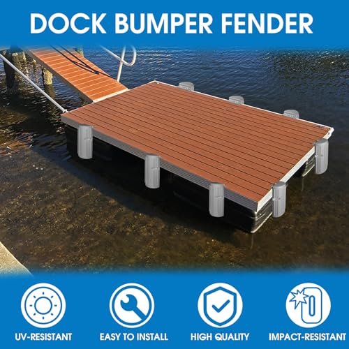 Image of Dock Bumper Fender,Boat Dock Bumpers for Edge or Side | Marine Fender Guard Vertical Protection, Durable Construction,UV Resistant,Includes Stainless Steel Mounting Hardware