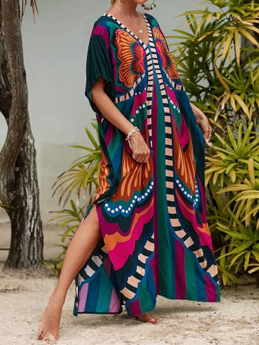 Image of Kaftan Dresses for Women Plus Size Summer Beach Dress with Print and Swim Cover Ups