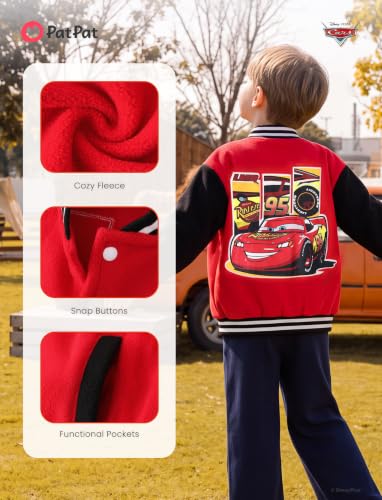 Image of Disney Kids Fleece Bomber Jacket, Varsity Outerwear with Pockets, 2-10Y