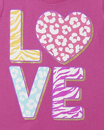 The Children's Place Baby Girl's and Toddler Assorted Everyday Short Sleeve Graphic T-Shirts,multipacks, Purple Dinos/Pink Dinos/Love 3-Pack2