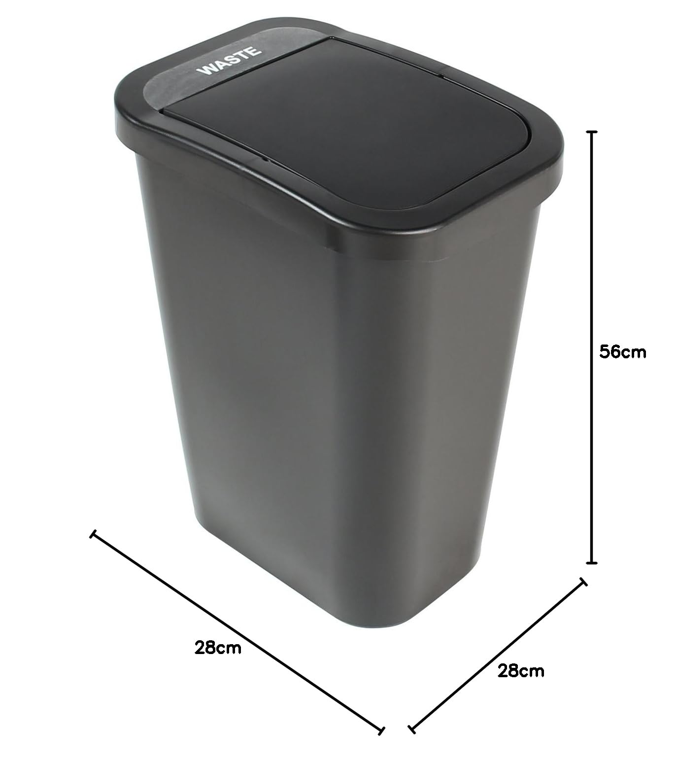 Busch Systems Billi Box - Pattumiera con coperchio, corpo nero, 35 litri, per camera da letto o cucina