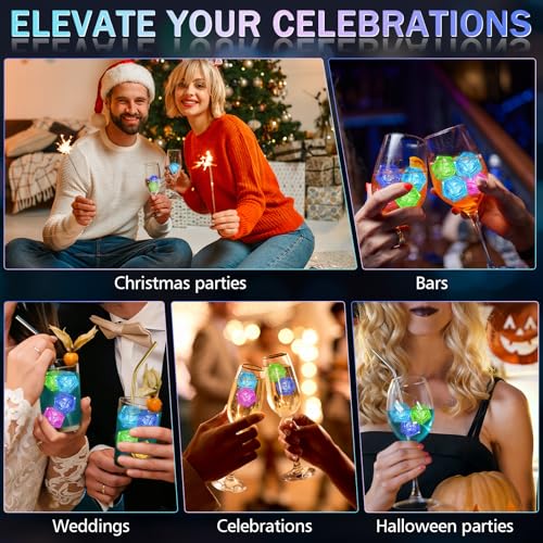 Pack de 40 cubos LED multicolor con 5 popotes reutilizables miniatura 6