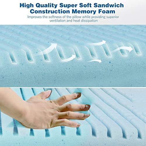 Mastery Mart Gel Memory Foam Comfortable Sleeping Pillow Premium Firm Solid Cervical Cooling Ventilated Support Pillow For Neck Pain, Back, Side Sleeper– 1 Pack Standard Size With Washable Cover #TOP4