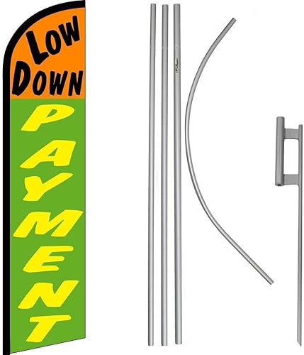 Premium Low Down Payment OrangeWindless Flag & 16' Flagpole KitGround