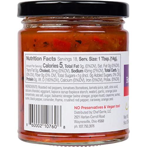Chef Gerrie Gourmet Vegan Slather Sauce | Mediterranean Roasted Red Pepper With Rich And Deep Exotic Flavour, Use As A Flavour Booster In Roasted Veggies, Chicken, Chips, Fish And Cheese - 9 Ounce Jar #TOP2