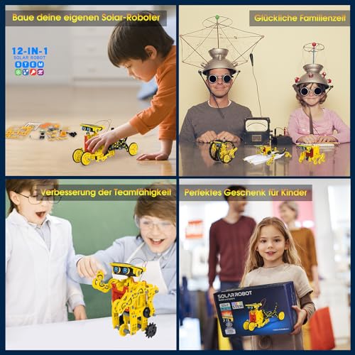 solar robot kit for kids age 8-12 stem building toys12-in-1 build your own robot with solar panel amp battery power science engineering christmas birthday idea gifts for boy age 8 9 10 11 12