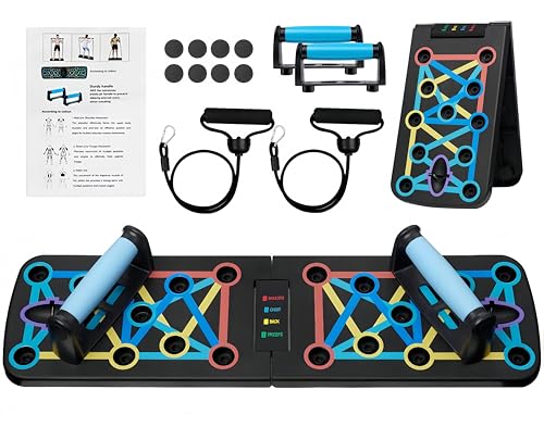Tavola per Flessioni Portatile Pieghevole 17 in 1 Da abbinare alla fascia elastica, Attrezzatura Fitness Multifunzionale per Allenamento Completo del Corpo