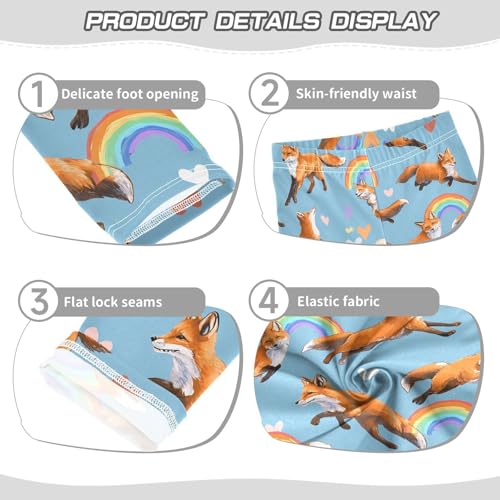 Fox Rainbow Love Heart Girls Leggings Ultra Soft Compression Yoga Gym Pants for Kids 4-10T3