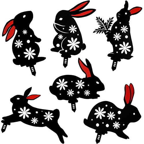 6 Pcs Easter Decor Animal Silhouette Stake Rabbit Decor Shadow Stakes Decorative Black Bunny Rabbit Garden Stakes Acrylic Outdoor Shadow Decoration For Yard Lawn Outdoor Patio Garden Home Decor #TOP23