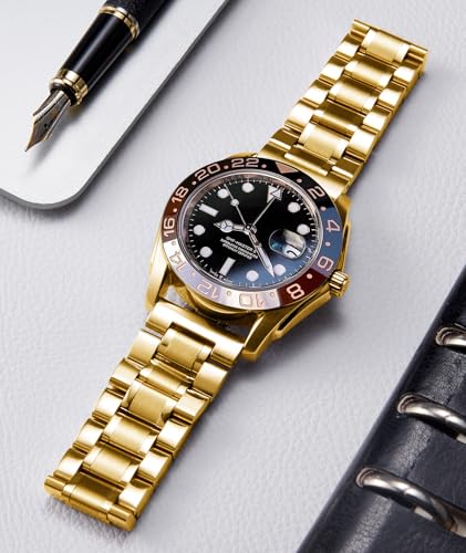 Image of BINLUN Stainless Steel Watch Bands 12mm-24mm Universal Metal Replacement Watch Straps SmartWatch Bracelets Links Straight & Curved Ends Men Women 6 Colors