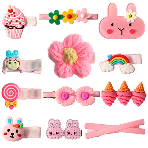 Colle 12Pcs Easter Hair Clips For Girls, Flower Bunny Baby Hair Barrettes, Pink Hair Pins For Kids, Cartoon Hair Accessories #TOP4