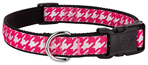Country Brook Design - Deluxe Shock Pink Houndstooth On Black Dog Collar - Extra Large #TOP21