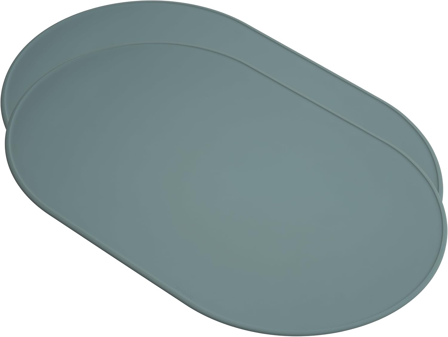 LINE+ARC Waterproof, Stain-Resistant, Heat-Safe Silicone Degrē Placemats (20.5x13, Set of 2 Sage) 3mm-High Rim Adults Babies Easy-to-Clean Washable Oval Modern Non-Slip Large Table Mats