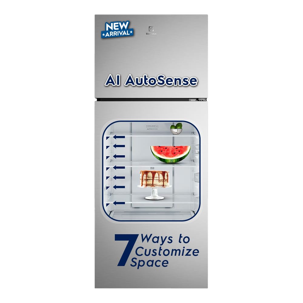 Electrolux 431L 1 Star Double Door Refrigerator with AI AutoSense, GreenZone AHC Technology, Frost Free, Inverter Compressor, Sphere Ice Tray, UltimateTaste 700, ETM4302C-S, Stainless Steel