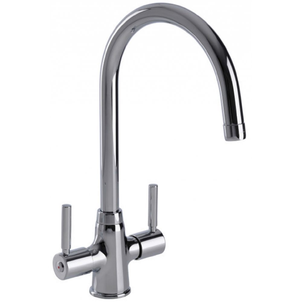 Abode Chrome Modern Dual Handle Kitchen Sink Mixer Tap Swan Neck Monobloc