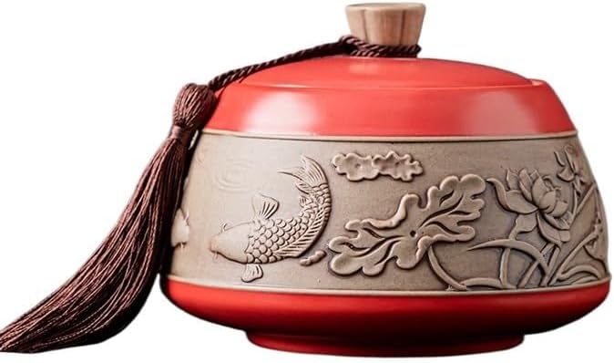 SONGCHAO Sugar Jar Ceramic Large Tea Can Sealed Household Tea Can Tea Warehouse Jar Tea Storage Can Tea Canister(E)