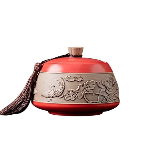 ENGENDER Tea Storage Jar Ceramic Large Tea Can Sealed Household Warehouse Jar Storage(E)