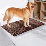 YCYATS Cleany Tapis de sol pour chien avec absorbant l'eau, anti-salissures, antidérapant, lavable en machine, pour entrée, couloir, cuisine, salle de bain (marron, 60 x 90 cm)