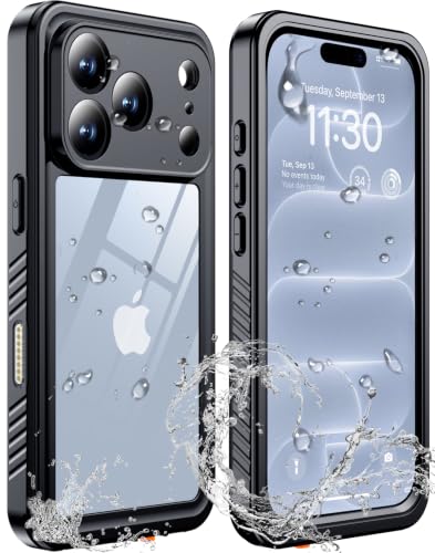 xiwxi for iPhone 18 pro case Waterproof,[IPX8 Underwater Case][Full Body Shockproof & 15FT Military Dropproof][Built-in Screen Protector][Dustproof] Clear Sound for 18 pro case 6.3 inch-Black