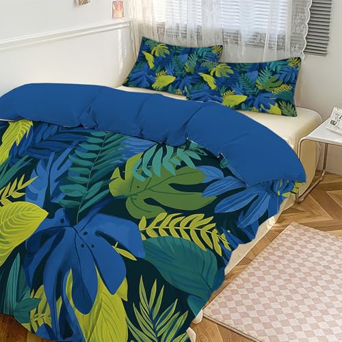 Housse de couette 3D imprimé feuilles avec fermeture éclair pratique - 4