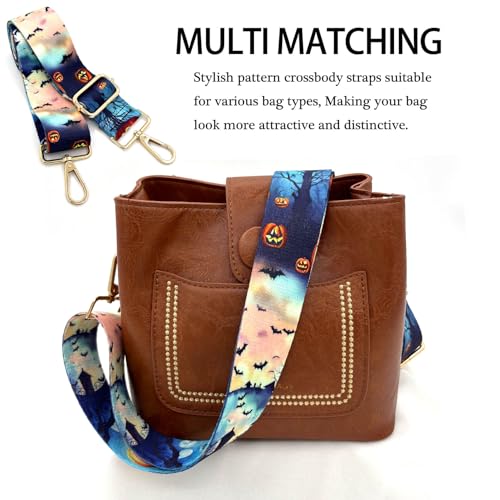 Image of Dsigo Purse Strap, 1.5 inch Wide Gold Alloy Buckle Floral Printing Crossbody Shoulder Strap for Bag Handbag Crossbody Bags