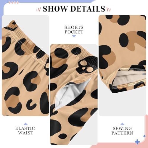 ZZXXB Skull Leopard Print Boys Long Pants Soft Trousers Elastic Waist Kids Lounge Bottoms with Pockets S-XL4