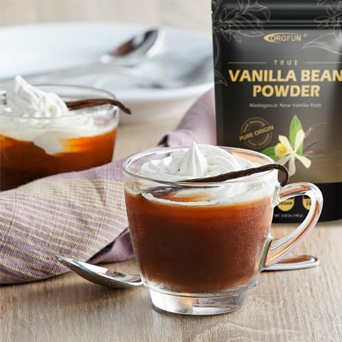 Image of ORGFUN Vanilla Bean Powder 3.53 Oz, Native Ground Madagascar Vanilla Powder Pure Natural No Fillers or Additives Great for Baking, Desserts, Coffee Vegan Gluten Free 100G