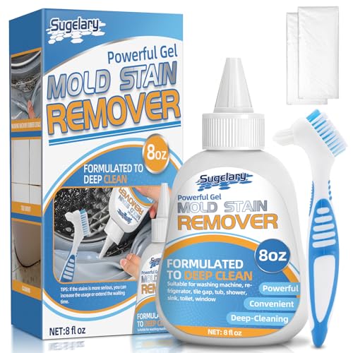 Sugelary Mold Stain Cleaner Gel 8 Fl oz All-Purpose Gel for Home Use on Washing Machine Gasket Bathroom Grout Sink Shower Caulk and Front Loader Seal