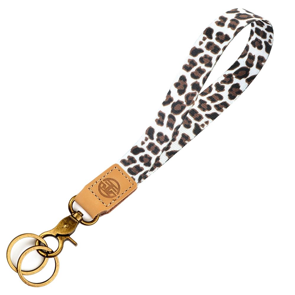 glodentai Cute Wrist Lanyard for Keys, Keychain, Wallet, Id Holder, Cell Phone, Wristlet Lanyard Key Chain Holder (leopard pattern)