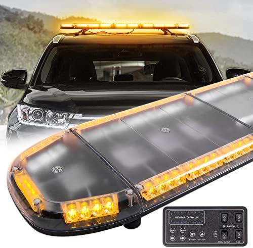 LRTER 34inch 166 LED Emergency Rooftop Strobe Lights Bar Flashing Safety Traffic Advisor Warning Hazard Snow Plow Light W/Magnet Base For Work Trucks Vehicles Construction Tow Pickup Amber In | Whizz - Foto 10