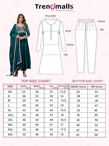 Image of TRENDMALLS Women's Silk Blend Embroidery Sequence Work Anarkali Kurta Pant Set with Dupatta For Women
