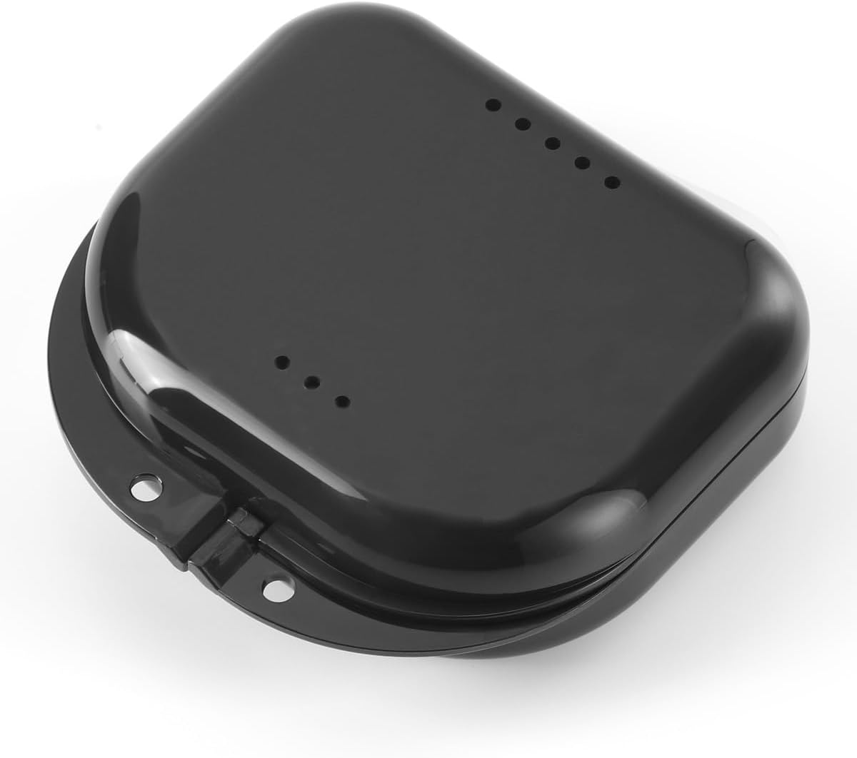 Retainer Case with Vent Holes, Orthodontic Mouth Guard Case, Black | Dental Storage Container Plastic, Mouth Guard Holder with Snap Lock