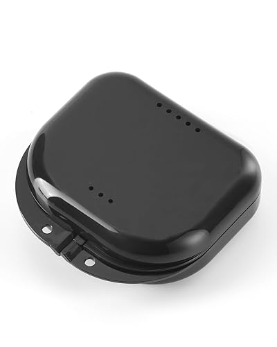 JMU Estuche de retención con orificios de ventilación, estuche protector bucal contenedor de almacenamiento dental, color negro