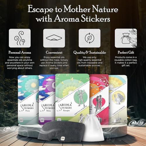 Cotton Eye Mask with AROMA STICKERS®︎ - Relax - Natural Essential Oil Scented - Aromatherapy Sticker Diffuser for Eye Mask - Lavender, Frankincense for Sleeping, with Gift Bag (Pack of 1,12 Stickers) - Image 6
