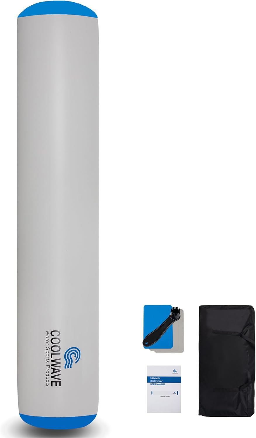 COOLWAVE Inflatable Boat Fenders, Upgraded Boat Bumpers for Docking, 6FT / 10FT Heavy Duty Dock Fender with Storage Bag, Dock Bumper for Tying up Fishing Boats, Jet Skis, Yachts, Pontoon Boat, 1 Pack