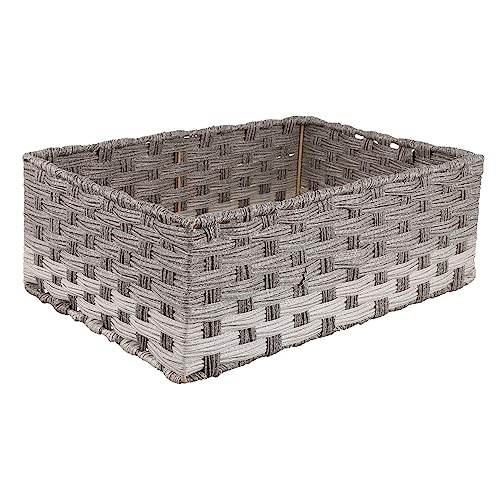KOMBIUDA Home Storage Basket Set Decorative Rattan Desk Basket Table Storage Gray Imitation Multi-function Organizer