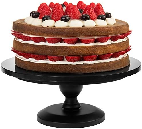 MyGift® Black Metal 10-Inch Cake Stand, Decorative Cupcake, Dessert and Appetizer Plate Pedestal Stand