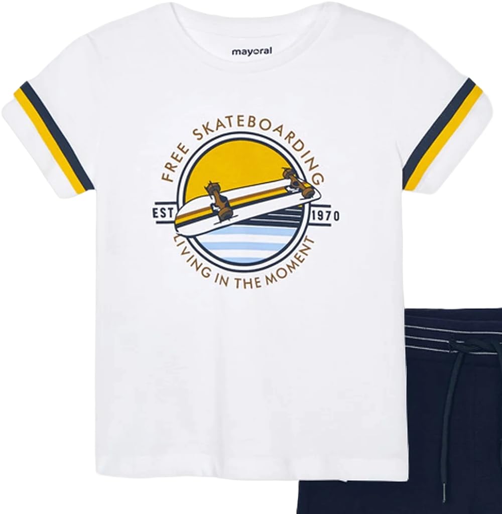 Generico Set Estivo Bambino - Completo T-shirt e Pantaloncini in Cotone, Outfit Casual Sportivo con Stampa Skateboard, Comodo e Traspirante per Attività all'Aperto, 3644, Bambini e Ragazzi