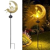 Adiwo Luz Solar para Regadera, Impermeable Farolillos Solares Exterior, Regadera Luminosa Solar Exterior con Lámpara de Luces de Hadas de Cascada, Luz Blanca Cálida para Jardín Césped Caminos (elfo)