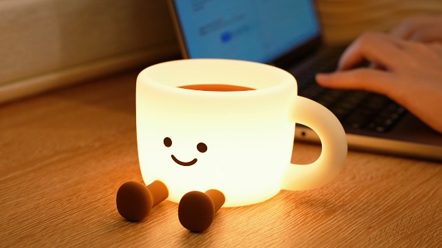 Image of QANYI Coffee Cup Night Light, Gifts for Coffee Lovers, Rechargeable Dimmable Color Changing Night Lamp, Soft Silicone Cute Desk Lamp with Touch Control, Funny Gag Birthday Gifts for Women